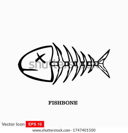 Fish bone cartoon illustration icon character.
