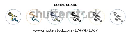 Coral snake icon in filled, thin line, outline and stroke style. Vector illustration of two colored and black coral snake vector icons designs can be used for mobile, ui, web