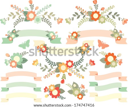 Peach Flowers and Ribbons