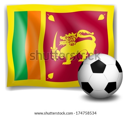 Illustration of the flag of SriLanka with a soccer ball on a white background