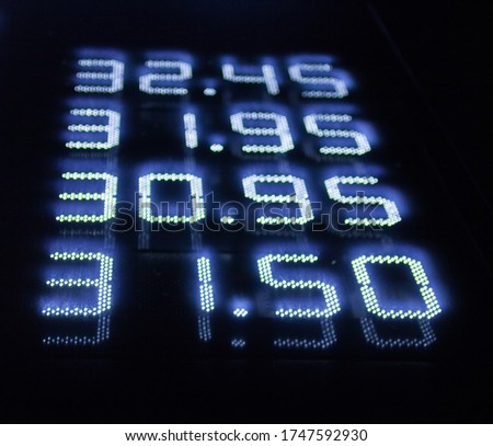 Numbers on the digital screen. Blue numbers on the black background. Abstract background.