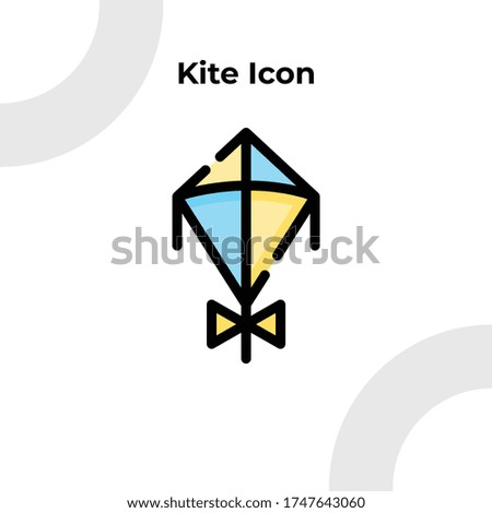 Kite Icon with Filled Outline Style, Vector Editable 