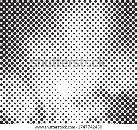 Dotted Halftone Background. Dots Points Overlay. Modern Grunge Pattern. Monochrome Fade Texture. Vector illustration