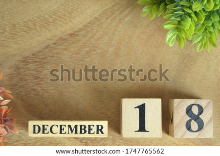 December 18, Number cube design in natural concept.