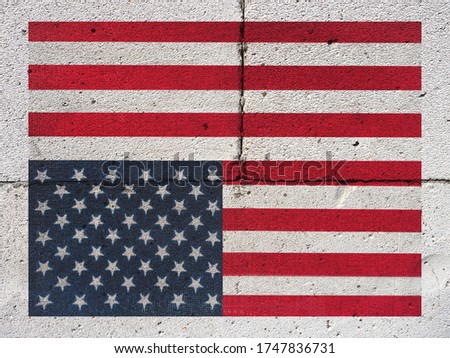 American Flag. Beautiful greeting card. Close-up, view from above. National holiday concept. Congratulations for family, relatives, friends and colleagues