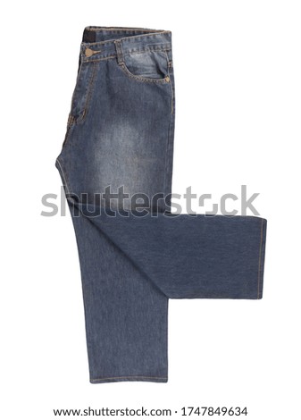 gray blue jeans isolated on white background.Beautiful casual jeans top veiw .