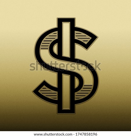 Us dollar sign isolated on golden texture background. 3D illustration. 