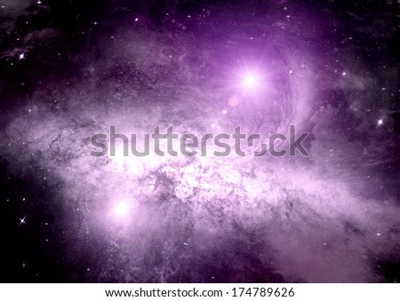 Stars of a planet and galaxy in a free space "Elements of this image furnished by NASA"