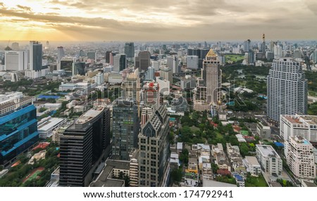 Aerial view of Bangkok Skyline