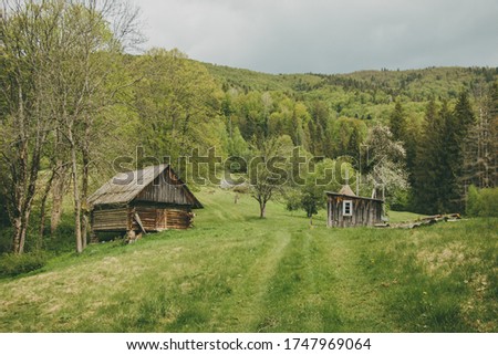 lonely hut in the Ukrainian Carpathians
