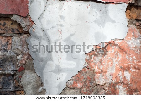 cracked brick texture, red brick, crack, blank, street wall, wallpaper, desktop background, stone texture, concrete wall, pattern, copy space