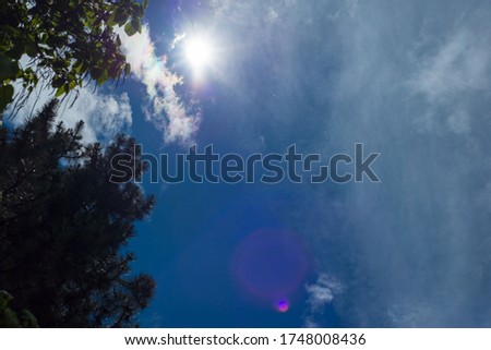 texture blue sky with thick clouds, a beautiful landscape of light clouds, with the sun on the sky. Simple texture of the blue sky, blue color, white clouds, the density of the white cloud