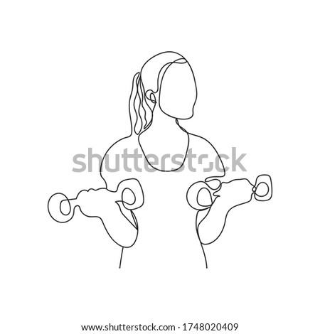 Line drawing women fitness for healthy design isolated vector illustration. Modern doodle icon. People lifestyle concept.