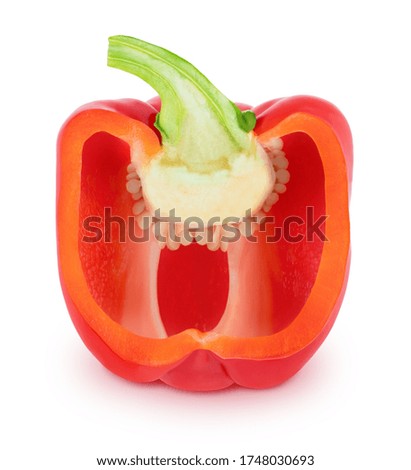 Half of red Bell pepper isolated on a white background. Clip art image for package design.