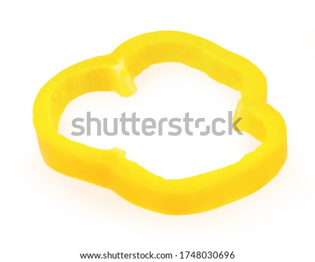 Slice of yellow Bell pepper isolated on a white background. Clip art image for package design.