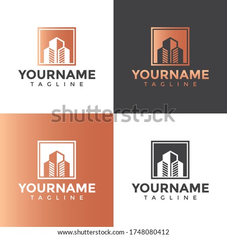 illustration vector graphic of three lined building shapes - Isolated on a white background, just add your name to your design, logo design