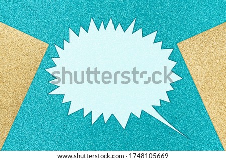 Gold and teal sparkle with comic book style frame background with copy space for party message