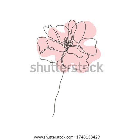 Decorative hand drawn poppy flower, design element. Can be used for cards, invitations, banners, posters, print design. Continuous line art style