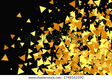 Geometric Anniversary Backdrop. Vector Round Bokeh. Gold Confetti on Black Background. Isolated Golden Dust Particles. Random Bridal Backdrop. Foil Border. Abstract Iridescent Birthday Card.