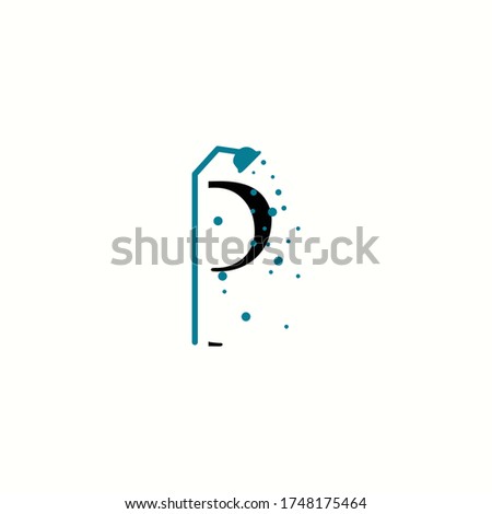 logo letter p with icon shower vector design