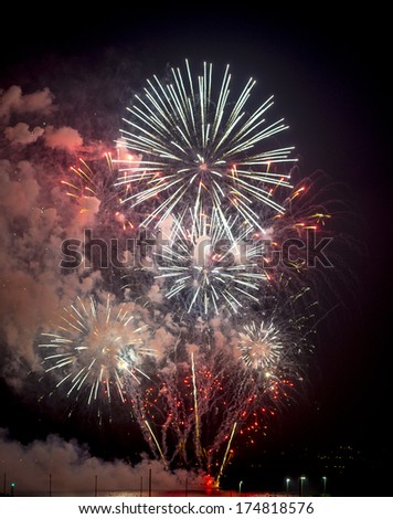 Toulon (Var, Provence-Alpes-Cote d'Azur, France): traditional fireworks at july 14th