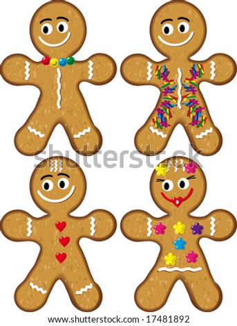 Festive elements. Gingerbread Man. Set.