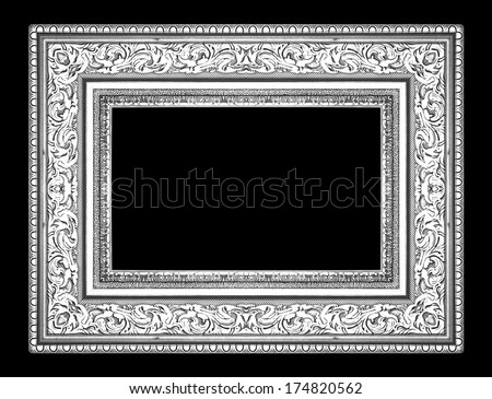 silver antique vintage  picture frames. Isolated on black background
