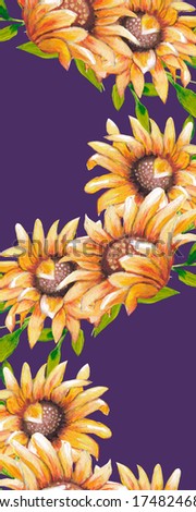 vertical border with sunflower,perfect to use on the web or in print