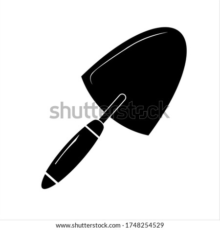 Simple black gardening trowel icon. Suitable for website design, logo, app, and ui