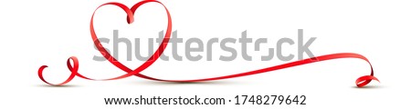Red curled heart shape ribbon  Royalty-Free Stock Photo #1748279642