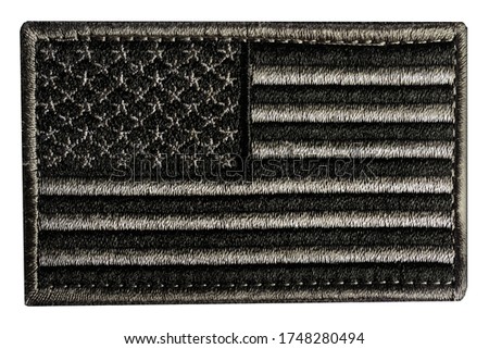 Isolated photo of military american flag patch on white background.