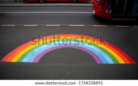 Rainbow in a bus lane