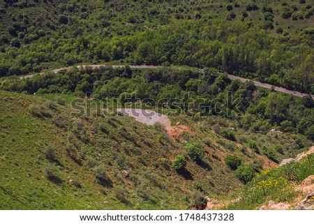 View of the road and forests from the high hill