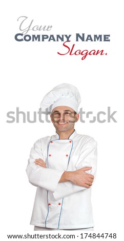 Isolated picture of an smiling restaurant chef 