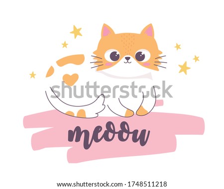 Resting cute and funny cartoon cat animal character. Vector illustration