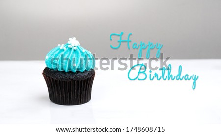 Happy Birthday cute cupcake on white background