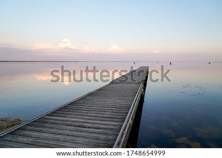 lacanau water lac with mirror reflection in gironde france