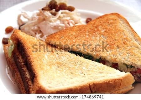 sandwich with cabbage salad