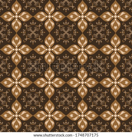 The beauty flower pattern on Indonesian batik design with seamless mocca brown color design
