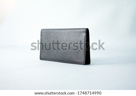 Genuine leather black long wallet
