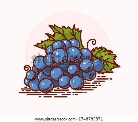 Beautiful illustration of grapes. Vector icon. Flat design. Great for packaging, juice or wine. Clip art.