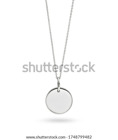 Plain Silver Necklace with Chain Isolated on White Background Royalty-Free Stock Photo #1748799482