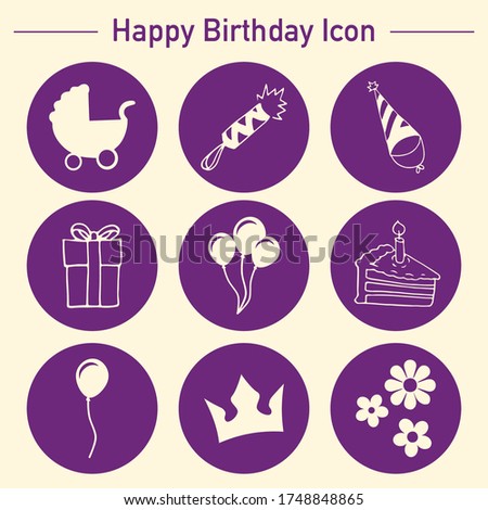 Happy birthday icons set. Vector elements for modern design.
