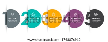 Vector Infographic label design with icons and 5 options or steps. Infographics for business concept. Can be used for presentations banner, workflow layout, process diagram, flow chart, info graph Royalty-Free Stock Photo #1748876912