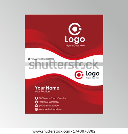 abstract simple red white wave business card design, professional name card template vector