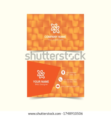 Orange Business card vector background. Vector illustration.