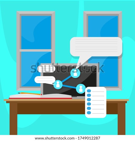 Home study concept. Online class. Self-learning - Vector illustration