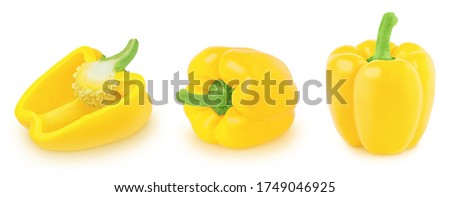 Set of yellow Bell peppers isolated on a white background. Clip art image for package design.