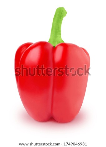 Fresh whole red Bell pepper isolated on a white background. Clip art image for package design.