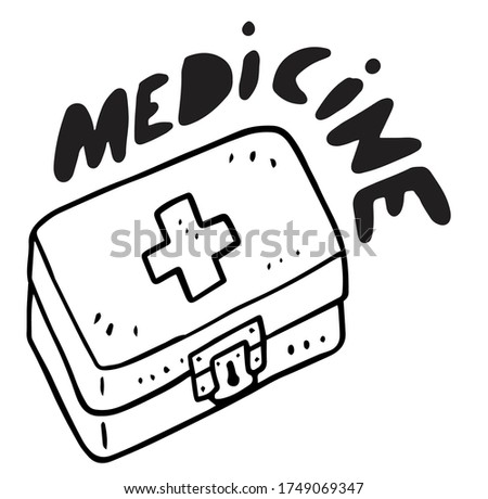 medicine box cartoon illustration isolated on white background